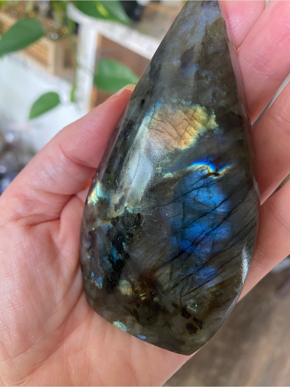 Labradorite Polished Freeform — Iridescent Blue & Gold Flash